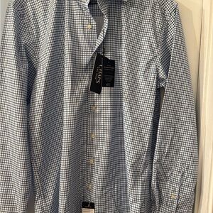 Chaps Blue and White Checkered Dress Shirt